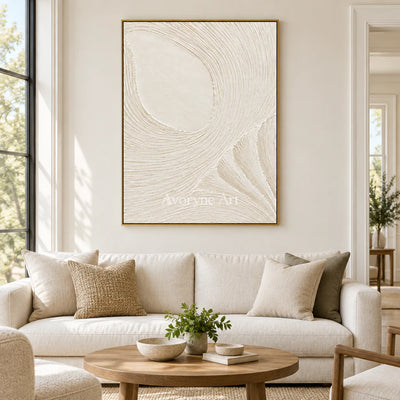 Ivory Circulation: White Grooved Relief Wall Art — living gold