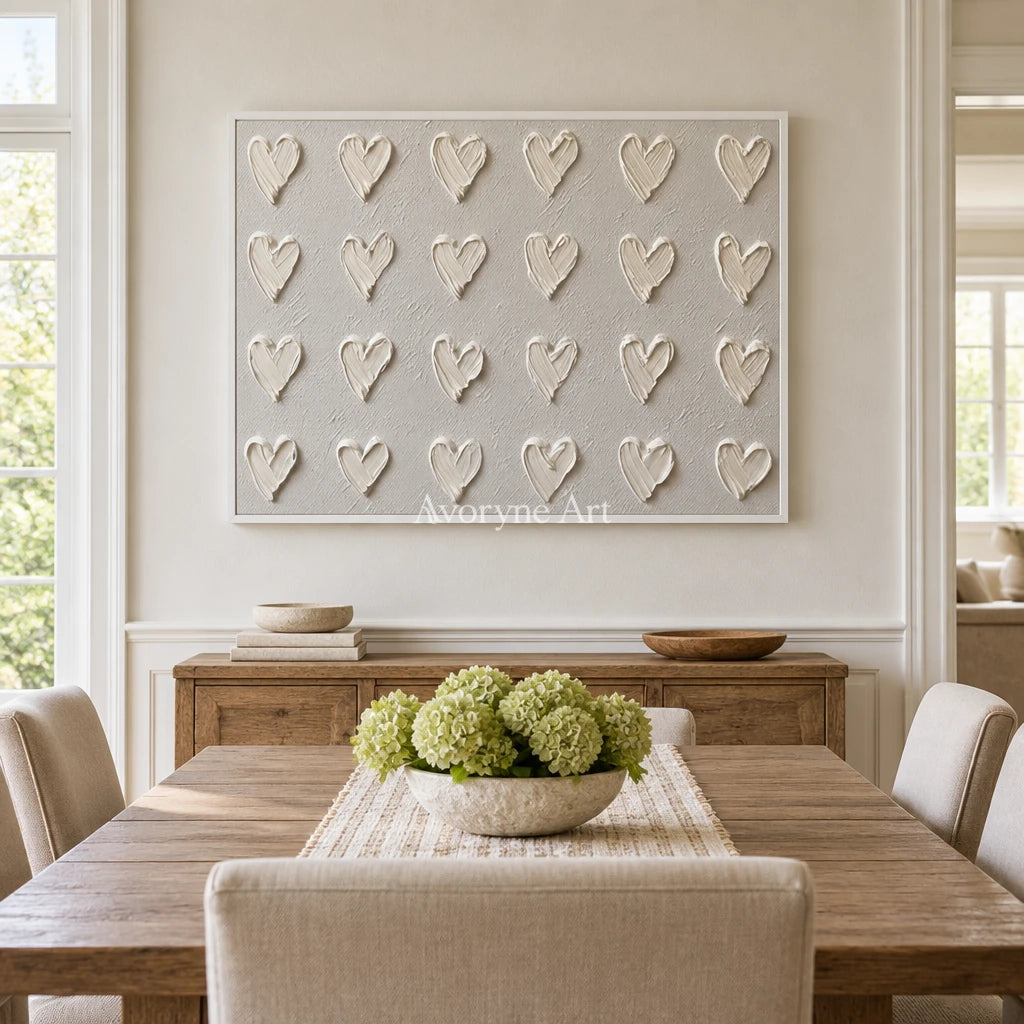 Aster Lotus: White Heart Relief — dining white