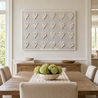 Aster Lotus: White Heart Relief — dining white