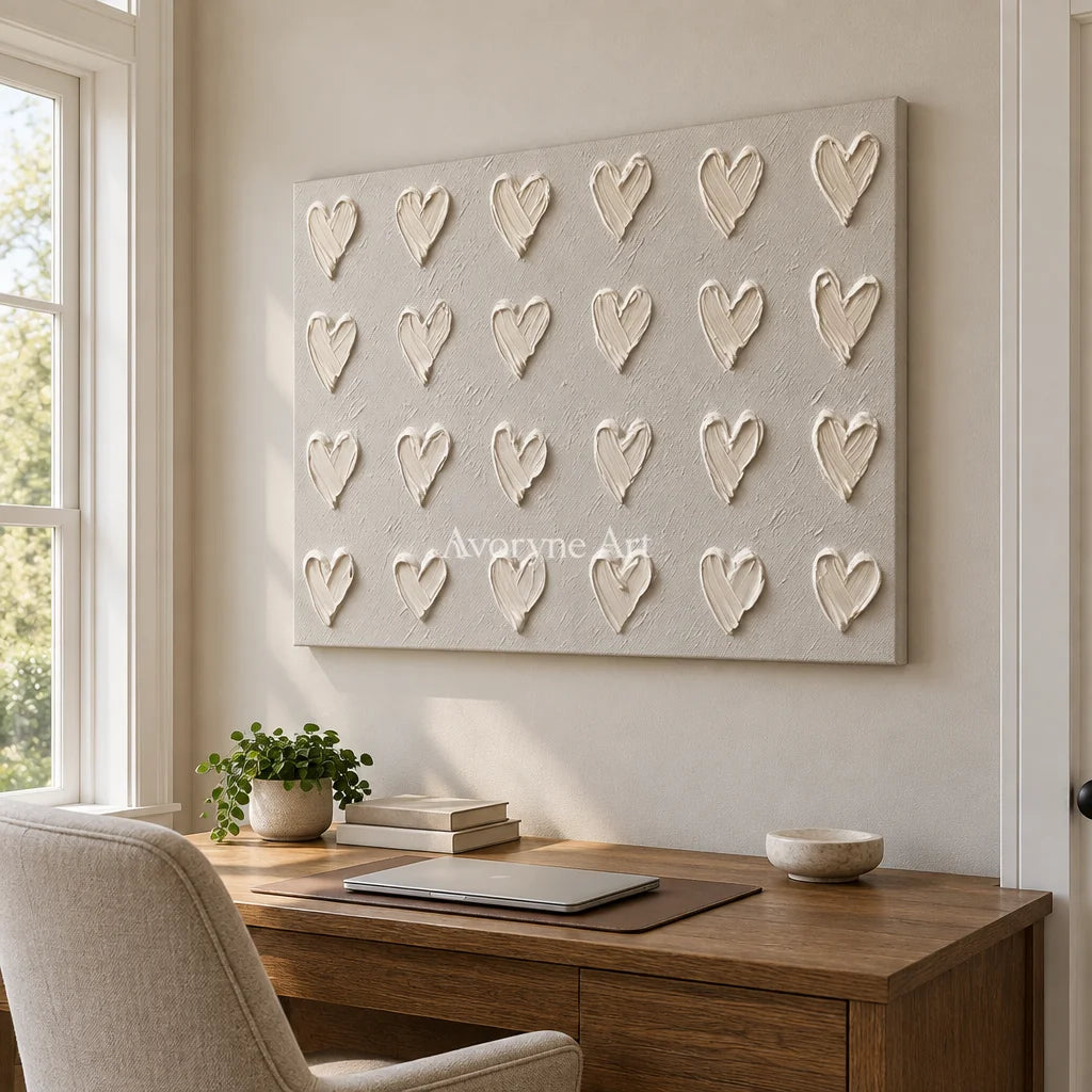 Aster Lotus: White Heart Relief — office frameless