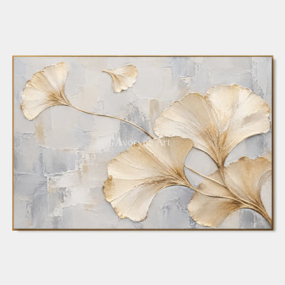 Ginkgo Poise: White Ivory Botanical Relief Wall Art — primary