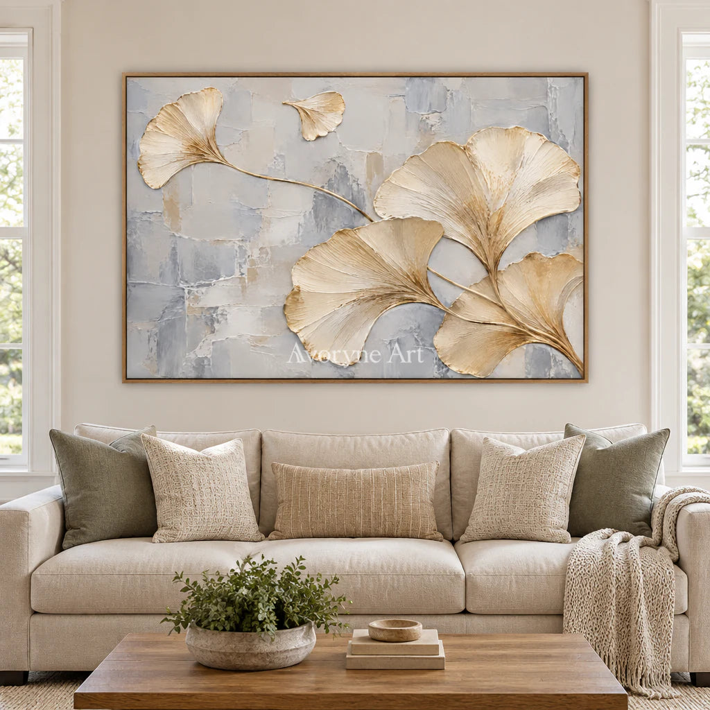 Ginkgo Poise: White Ivory Botanical Relief Wall Art — villa wood