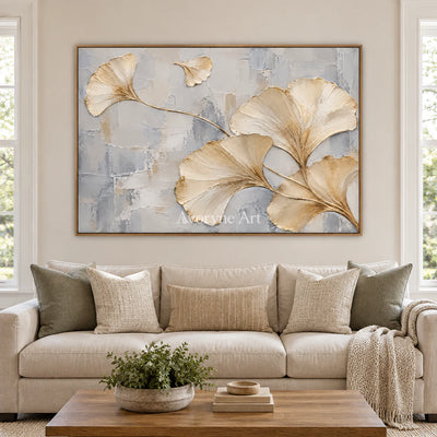Ginkgo Poise: White Ivory Botanical Relief Wall Art — villa wood