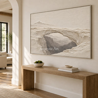 Stonebridge Quiet: White Landscape Relief Wall Art — entry silver