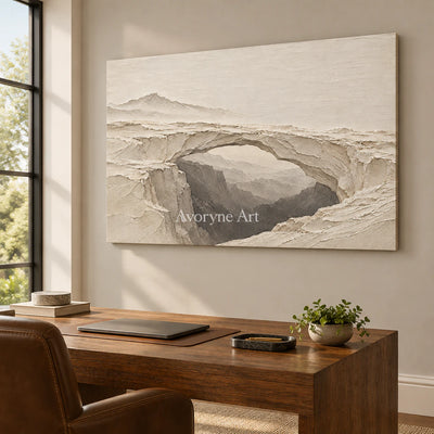 Stonebridge Quiet: White Landscape Relief Wall Art — office frameless