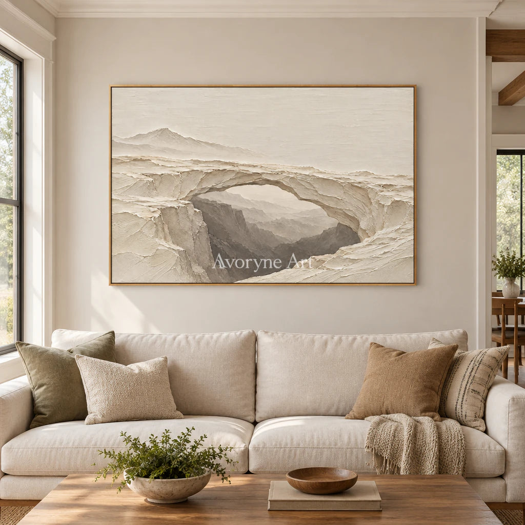 Stonebridge Quiet: White Landscape Relief Wall Art — villa wood
