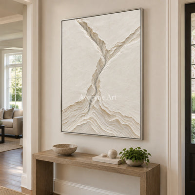 Glacial Channels: White Landscape Relief Wall Art — entry silver