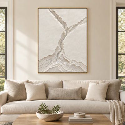 Glacial Channels: White Landscape Relief Wall Art — living gold