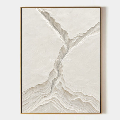 Glacial Channels: White Landscape Relief Wall Art — primary