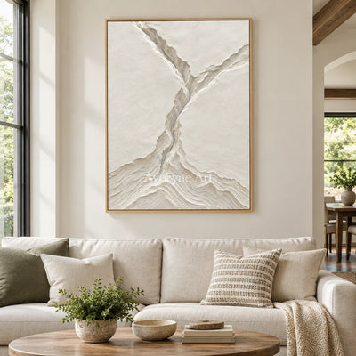 Glacial Channels: White Landscape Relief Wall Art — villa wood
