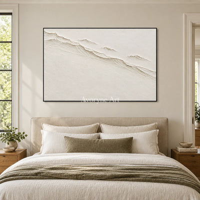 Pale Escarpment: White Landscape Relief Wall Art — bedroom black