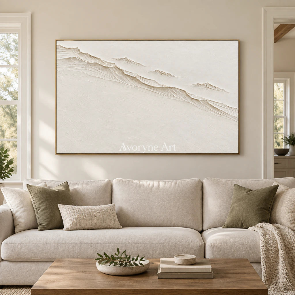 Pale Escarpment: White Landscape Relief Wall Art — living gold