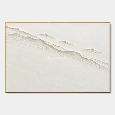 Pale Escarpment: White Landscape Relief Wall Art — primary