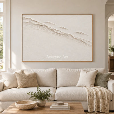 Pale Escarpment: White Landscape Relief Wall Art — villa wood