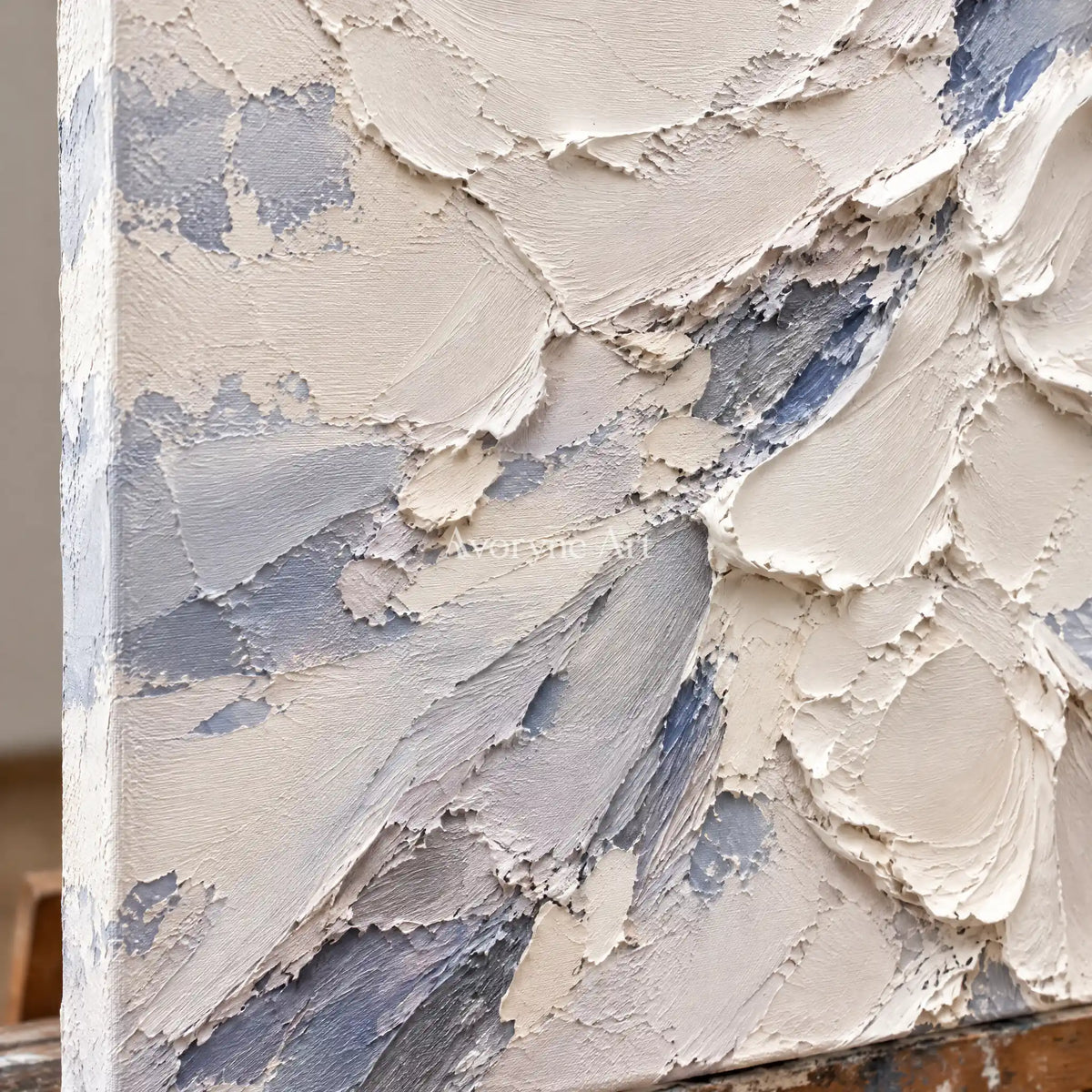 Ivory Drift: White Layered Textured Art Wall Art — detail easel