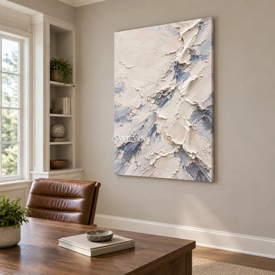 Ivory Drift: White Layered Textured Art Wall Art — office frameless