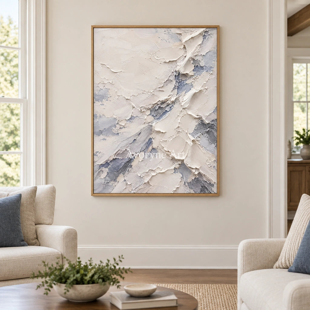 Ivory Drift: White Layered Textured Art Wall Art — villa wood