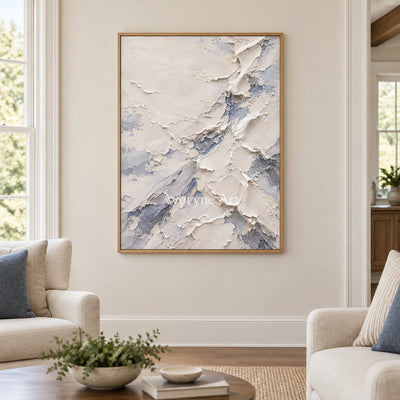 Ivory Drift: White Layered Textured Art Wall Art — villa wood