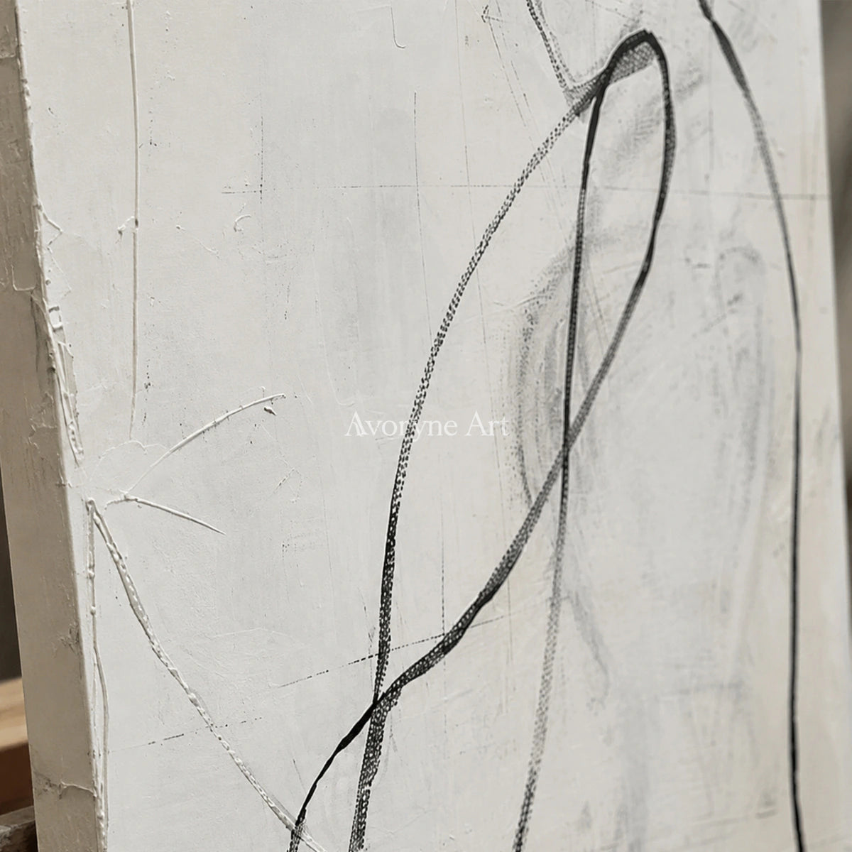 Human Contour: White Minimalist Figure Line Wall Art — detail easel