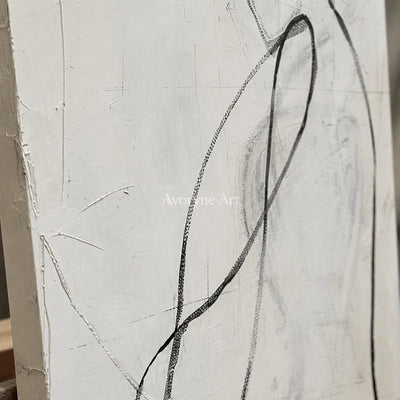 Human Contour: White Minimalist Figure Line Wall Art — detail easel