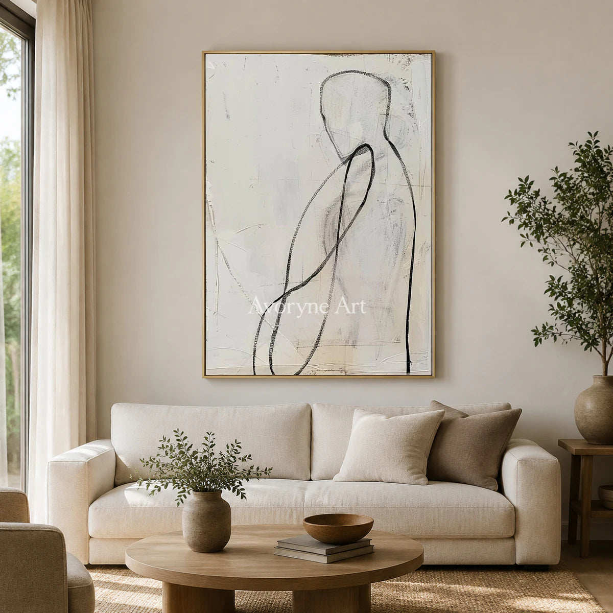 Human Contour: White Minimalist Figure Line Wall Art — living gold