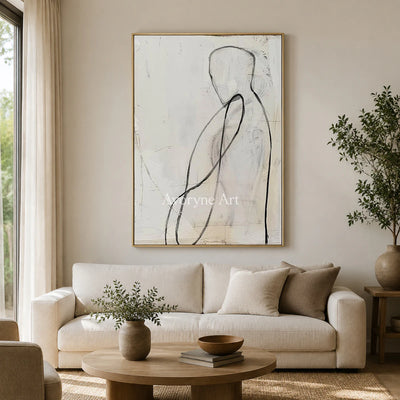 Human Contour: White Minimalist Figure Line Wall Art — living gold