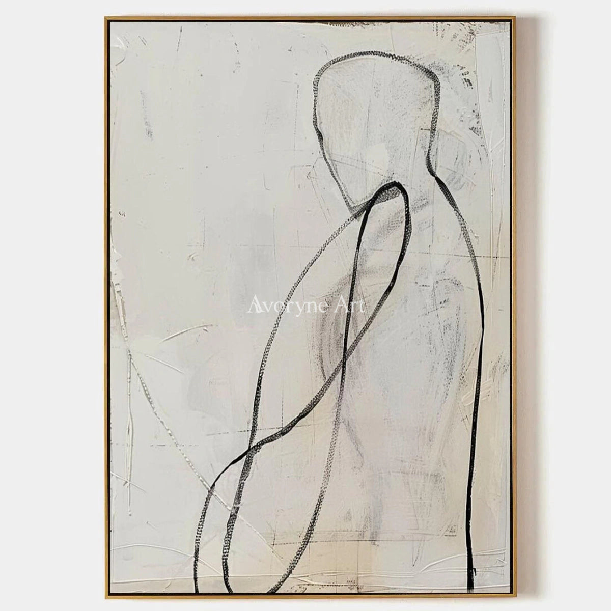 Human Contour: White Minimalist Figure Line Wall Art — primary
