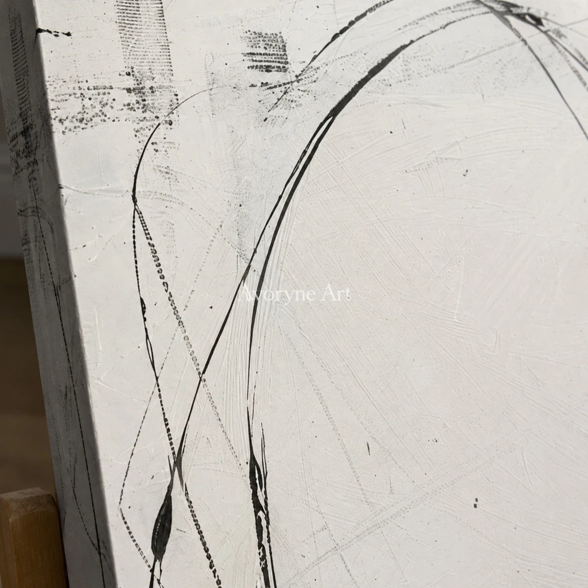Open Cadence: White Minimalist Line Wall Art — detail easel