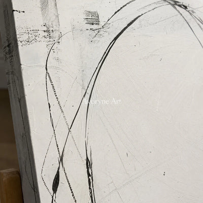Open Cadence: White Minimalist Line Wall Art — detail easel