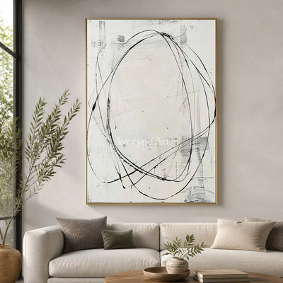 Open Cadence: White Minimalist Line Wall Art — living gold