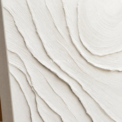 Ivory Incline: White Minimalist Sculptural Texture Wall Art — detail easel