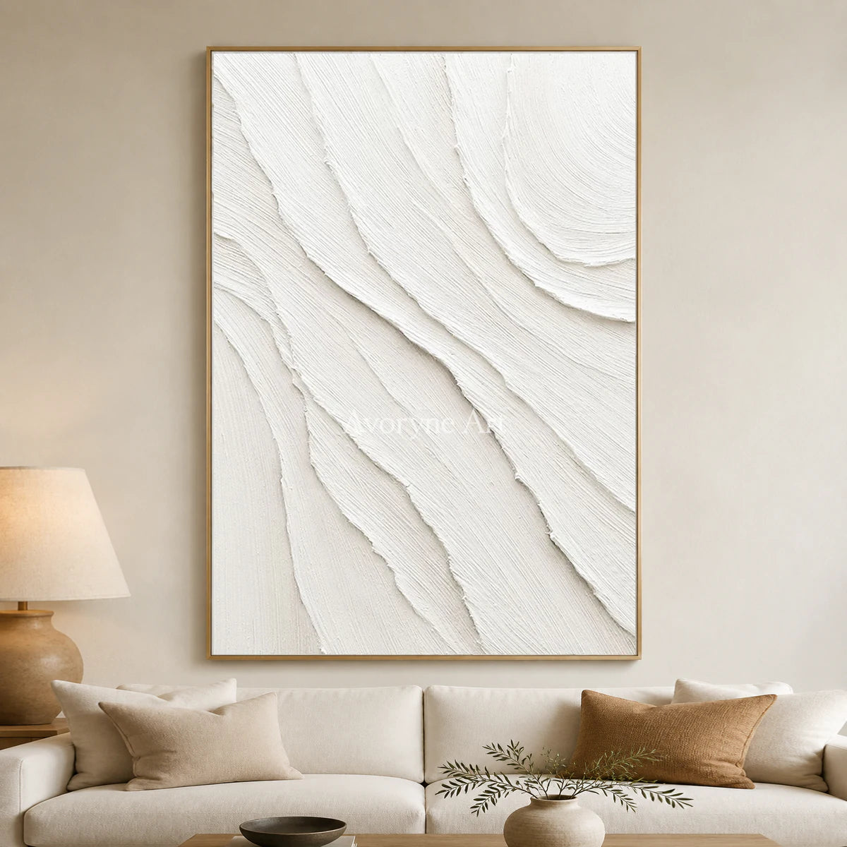 Ivory Incline: White Minimalist Sculptural Texture Wall Art — living gold
