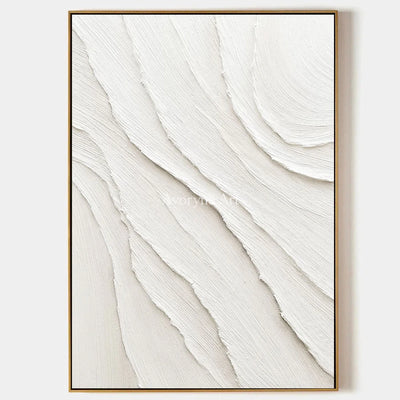 Ivory Incline: White Minimalist Sculptural Texture Wall Art — primary