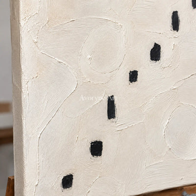 Seven Footfalls: White Minimalist Texture Art — detail easel