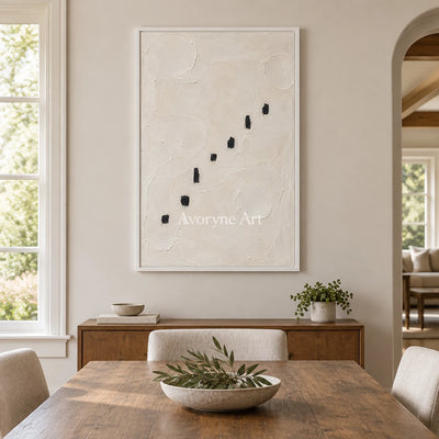 Seven Footfalls: White Minimalist Texture Art — dining white