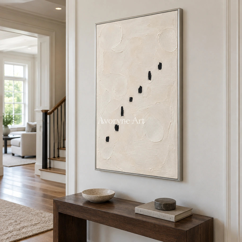 Seven Footfalls: White Minimalist Texture Art — entry silver