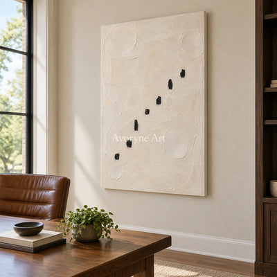 Seven Footfalls: White Minimalist Texture Art — office frameless