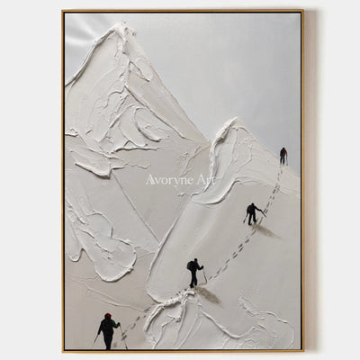 Ascent in Silence: White Mountain Climber Wall Art — primary