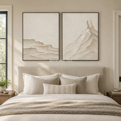 Alpine Counterpoint: White Mountain Diptych Wall Art — bedroom black