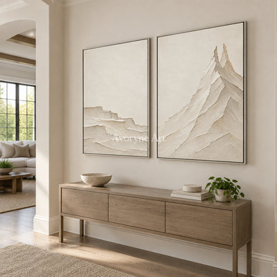 Alpine Counterpoint: White Mountain Diptych Wall Art — entry silver