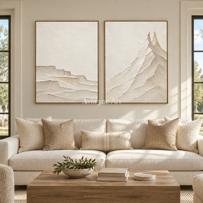 Alpine Counterpoint: White Mountain Diptych Wall Art — living gold