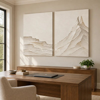 Alpine Counterpoint: White Mountain Diptych Wall Art — office frameless