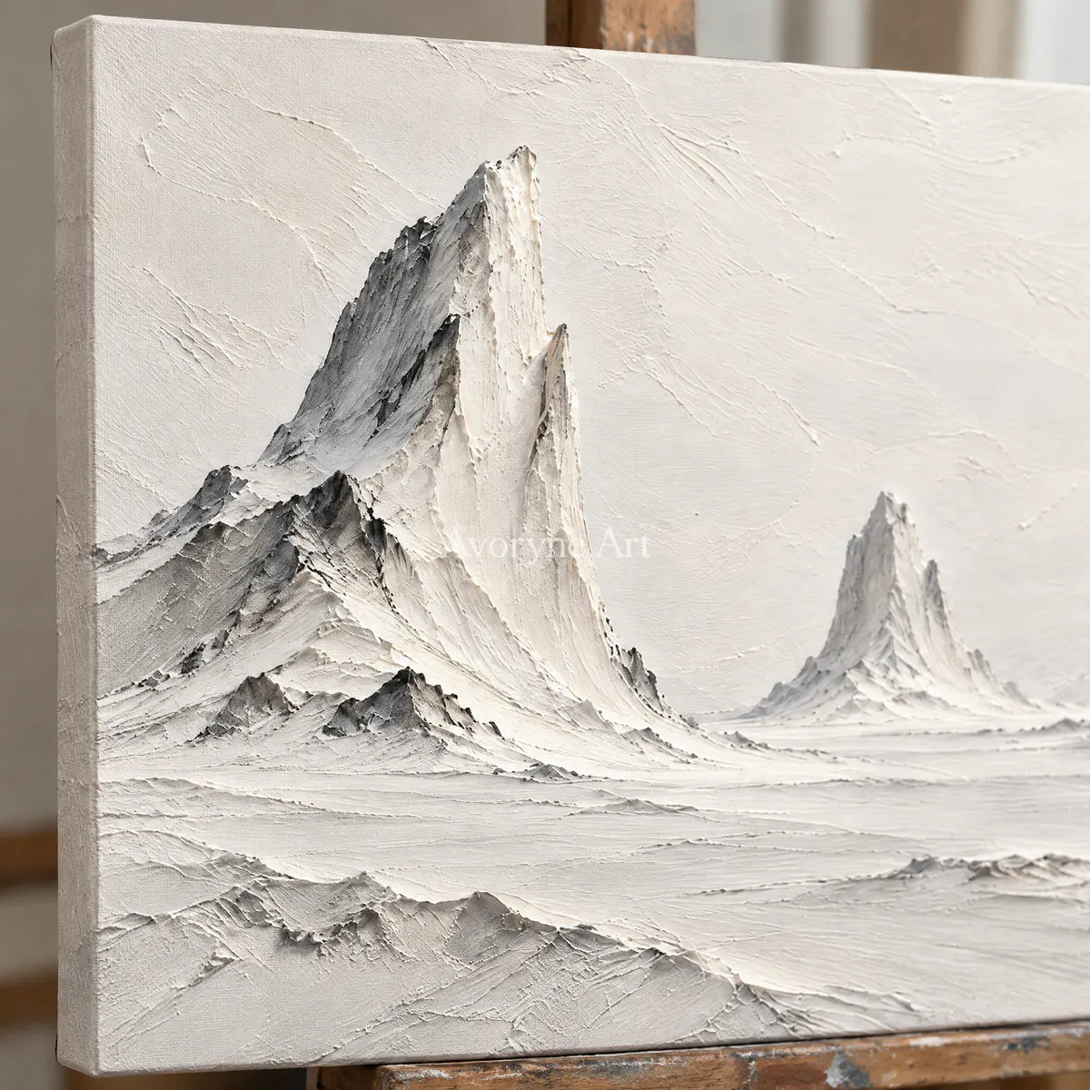Three Summits: White Mountain Landscape Wall Art — detail easel