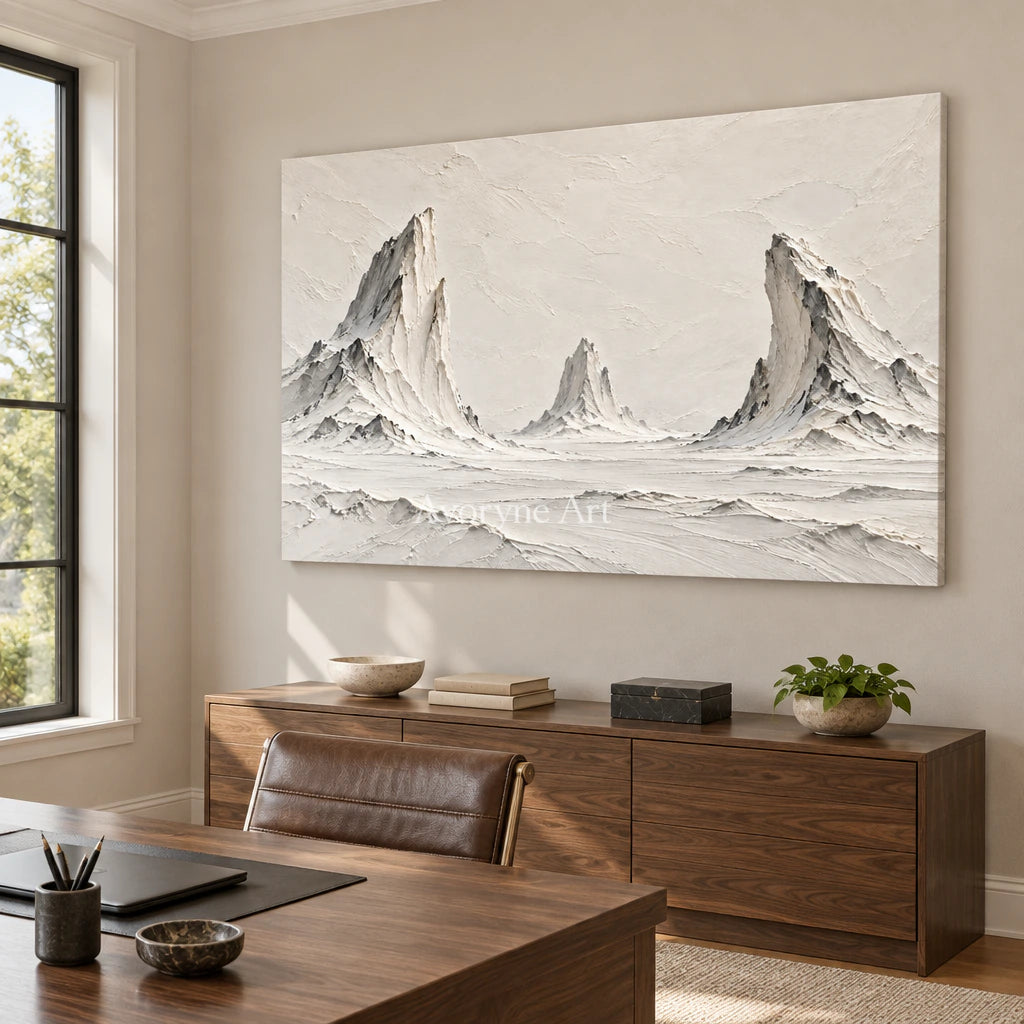 Three Summits: White Mountain Landscape Wall Art — office frameless