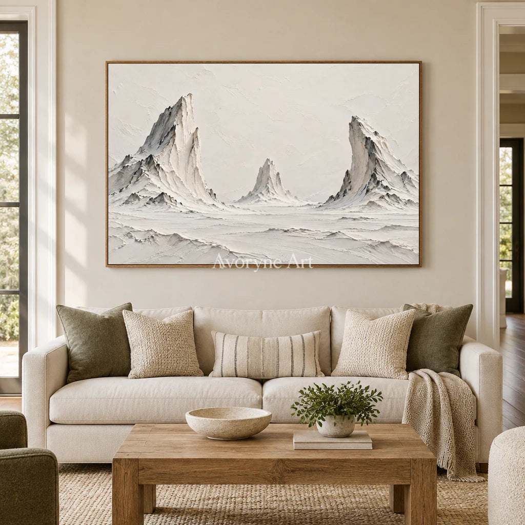 Three Summits: White Mountain Landscape Wall Art — villa wood