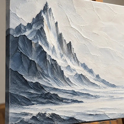 Glacial Solitude: White Mountain Relief Wall Art — detail easel