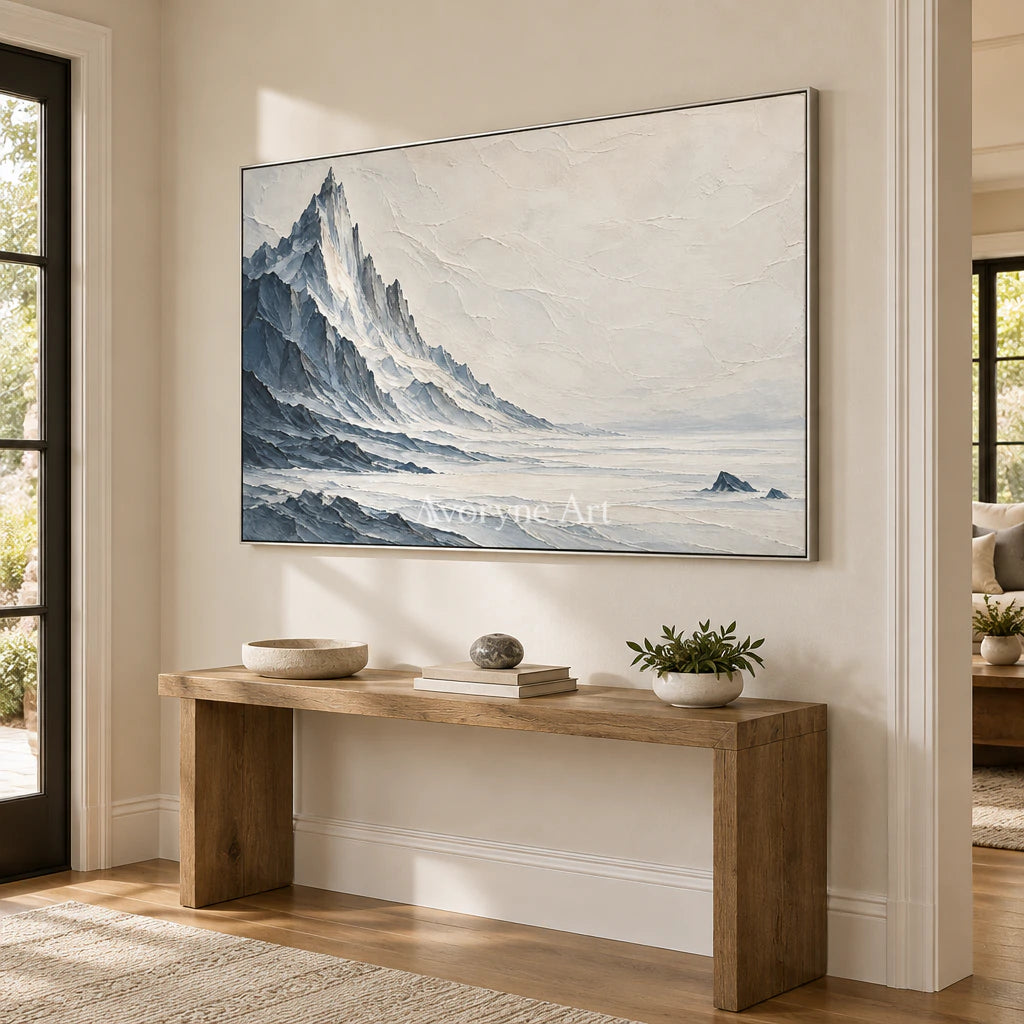 Glacial Solitude: White Mountain Relief Wall Art — entry silver