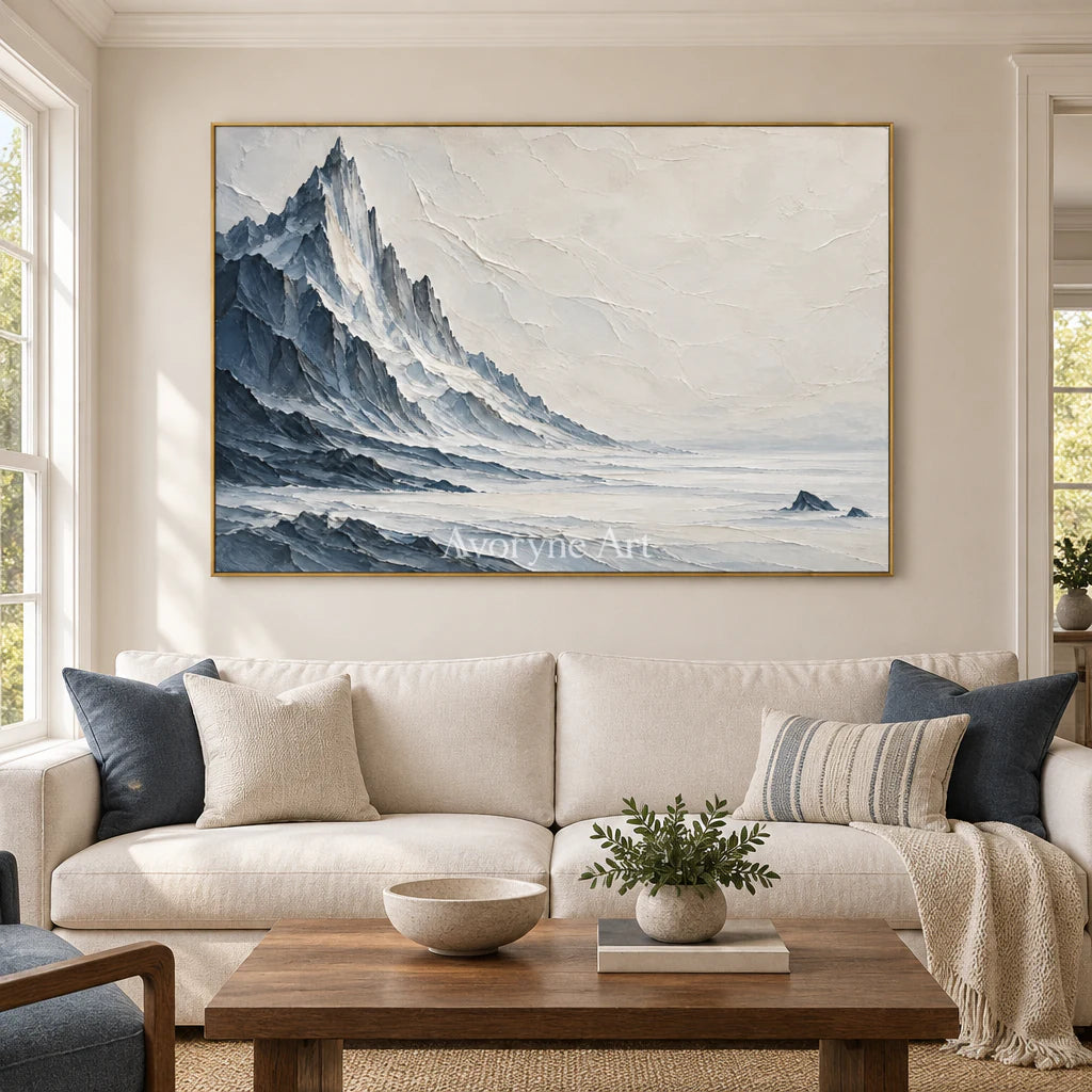 Glacial Solitude: White Mountain Relief Wall Art — living gold