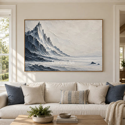 Glacial Solitude: White Mountain Relief Wall Art — villa wood