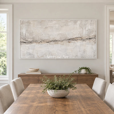 Chalk Fault: White Panoramic Texture Art — dining white